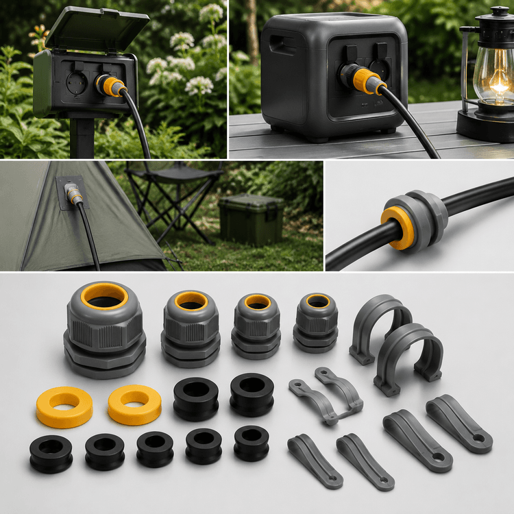 Cord Seal & Grip Set — Clamp-on seals and grips that keep joins dry and strain-free.